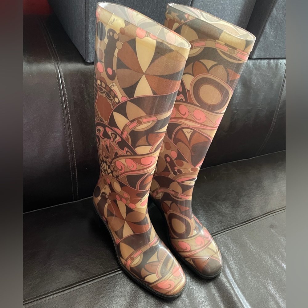 Authentic Emilio Pucci Abstract Rain Boots 40